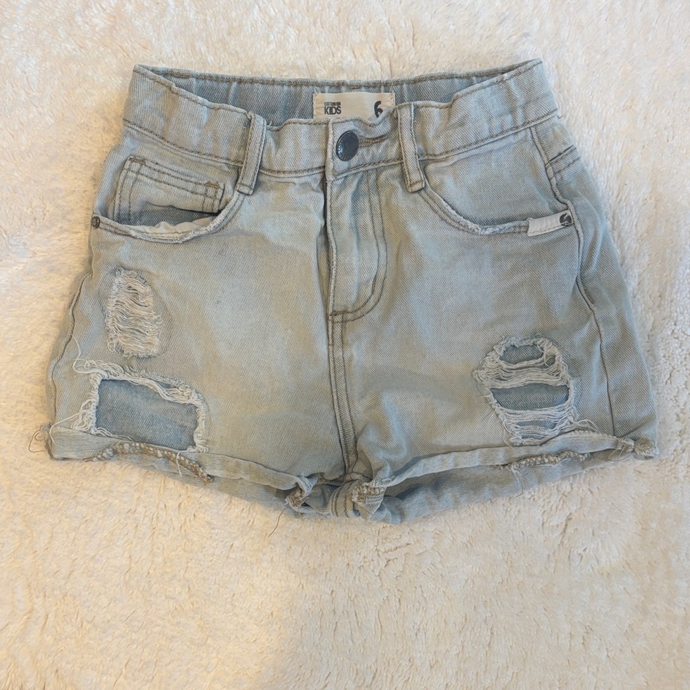 Kids' Light Blue Distressed Denim Shorts